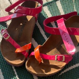 Birkenstock Pink and Orange Sandals with Adjustable Straps